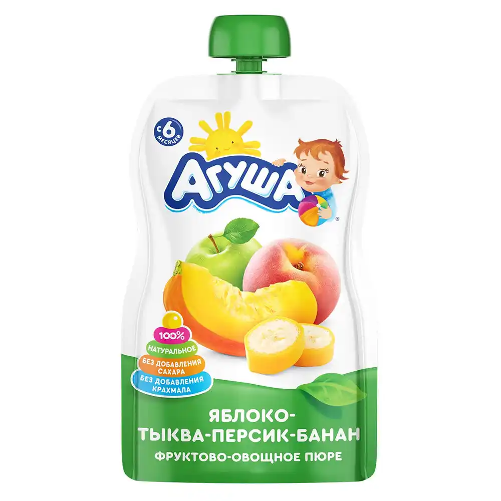 Пюре Агуша яблоко-тыква-персик-банан